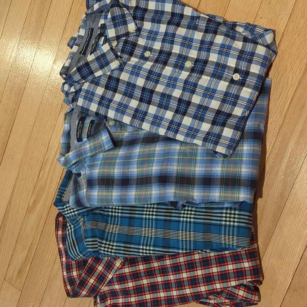 4 Nautica collared long sleeve shirts XL